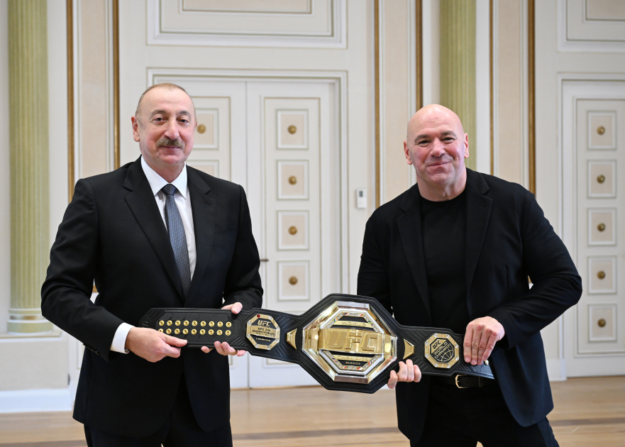 Prezident İlham Əliyev UFC-nin prezidentini qəbul edib (FOTO)