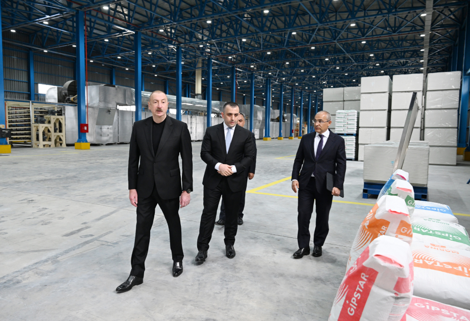 Prezident İlham Əliyev Goranboyda tikinti materialları istehsalı müəssisəsinin açılışında iştirak edib (FOTO) (YENİLƏNİB)