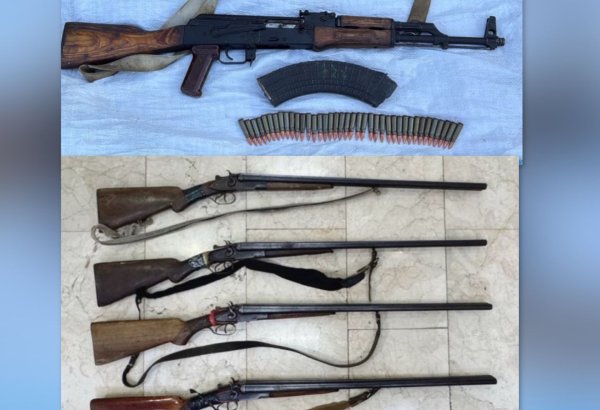 Dünən polis tərəfindən 2 avtomat və 4 tüfəng aşkar edilərək götürülüb