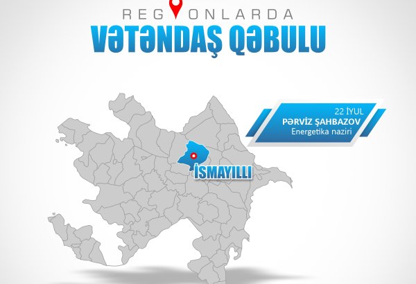 Energetika naziri İsmayıllıda vətəndaşları qəbul edəcək