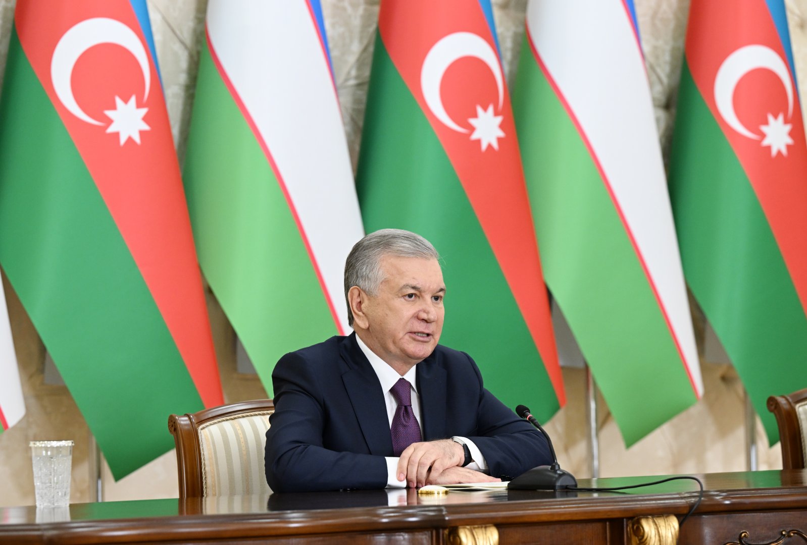 Prezident İlham Əliyev və Prezident Şavkat Mirziyoyev mətbuata bəyanatlarla çıxış ediblər (YENİLƏNİB) (FOTO)