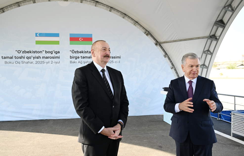 Prezident İlham Əliyev və Prezident Şavkat Mirziyoyev Bakıda “Özbəkistan” parkının təməlini qoyublar (FOTO/VİDEO)