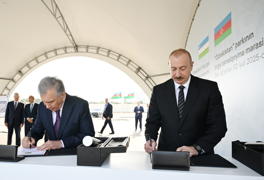 Prezident İlham Əliyev və Prezident Şavkat Mirziyoyev Bakıda “Özbəkistan” parkının təməlini qoyublar (FOTO/VİDEO)