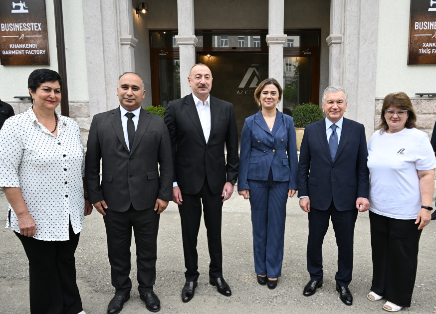 Prezident İlham Əliyev və Prezident Şavkat Mirziyoyev Xankəndidəki “Businesstex JV” tikiş fabrikinin fəaliyyəti ilə tanış olublar (FOTO)