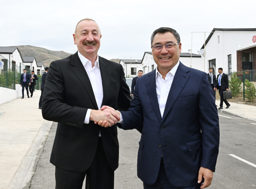 Prezident İlham Əliyev və Prezident Sadır Japarov Ağdam rayonunun Xıdırlı kəndinin 1-ci mərhələsinin açılışında iştirak ediblər (FOTO/VİDEO) (YENİLƏNİB)