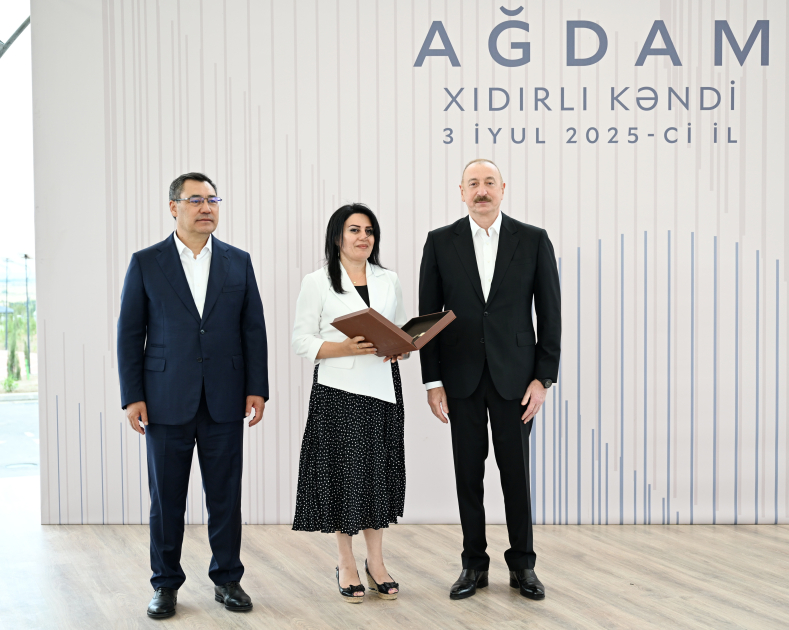 Prezident İlham Əliyev və Prezident Sadır Japarov Ağdam rayonunun Xıdırlı kəndinin 1-ci mərhələsinin açılışında iştirak ediblər (FOTO/VİDEO) (YENİLƏNİB)