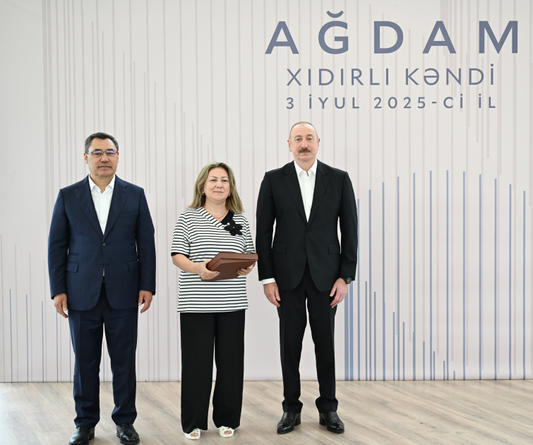 Prezident İlham Əliyev və Prezident Sadır Japarov Ağdam rayonunun Xıdırlı kəndinin 1-ci mərhələsinin açılışında iştirak ediblər (FOTO/VİDEO) (YENİLƏNİB)