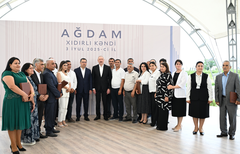 Prezident İlham Əliyev və Prezident Sadır Japarov Ağdam rayonunun Xıdırlı kəndinin 1-ci mərhələsinin açılışında iştirak ediblər (FOTO/VİDEO) (YENİLƏNİB)