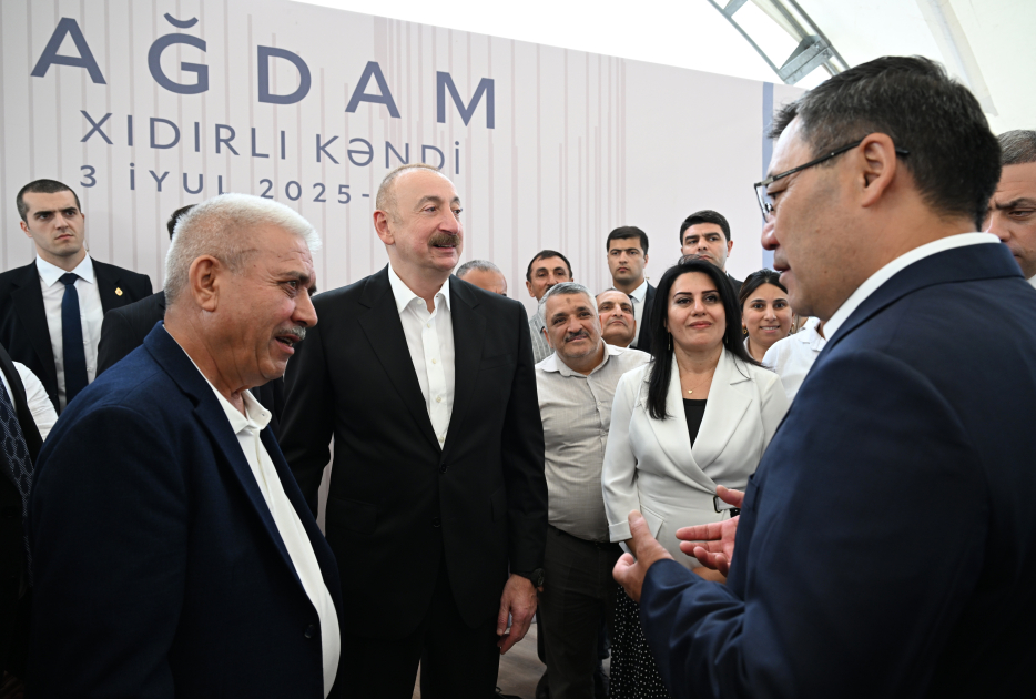 Prezident İlham Əliyev və Prezident Sadır Japarov Ağdam rayonunun Xıdırlı kəndinin 1-ci mərhələsinin açılışında iştirak ediblər (FOTO/VİDEO) (YENİLƏNİB)