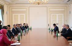 Prezident İlham Əliyev Pakistan Milli Assambleyasının sədrinin başçılıq etdiyi nümayəndə heyətini qəbul edib (FOTO/VİDEO)