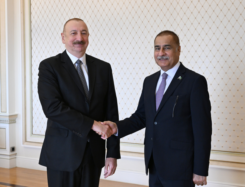 Prezident İlham Əliyev Pakistan Milli Assambleyasının sədrinin başçılıq etdiyi nümayəndə heyətini qəbul edib (FOTO)