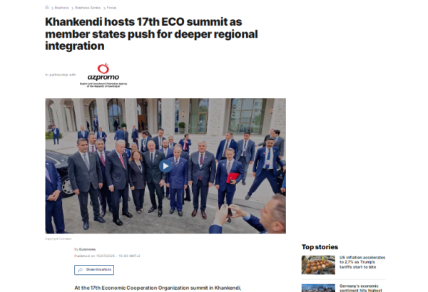 "Euronews" Xankəndidə keçirilən İƏT-in 17-ci Zirvə Görüşü ilə bağlı xüsusi reportaj hazırlayıb