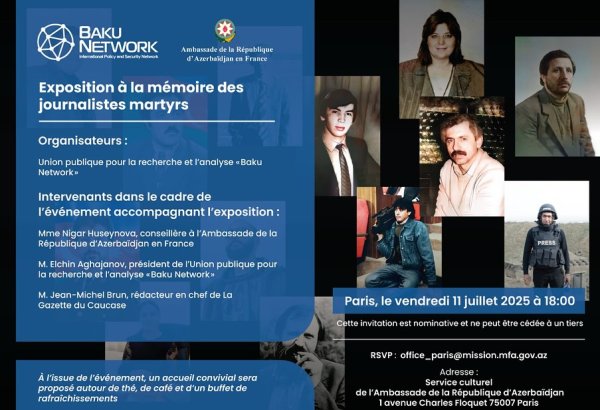 Fransız qonaq Parisdə azərbaycanlı şəhid-jurnalistlərin xatirəsinə həsr olunmuş sərgi barədə: "Onların səsləri susub, amma unudulmayıblar" (FOTO)
