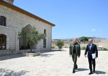Prezident İlham Əliyev Ağdamın Qiyaslı kəndindəki tarixi məscidin binasının bərpadan sonra açılışında iştirak edib (FOTO)