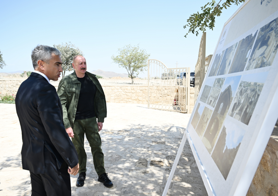 Prezident İlham Əliyev Ağdamın Qiyaslı kəndindəki tarixi məscidin binasının bərpadan sonra açılışında iştirak edib (FOTO)