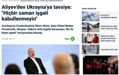Prezident İlham Əliyevin III Qlobal Media Forumunda çıxışı dünya mətbuatının diqqət mərkəzindədir (FOTO)