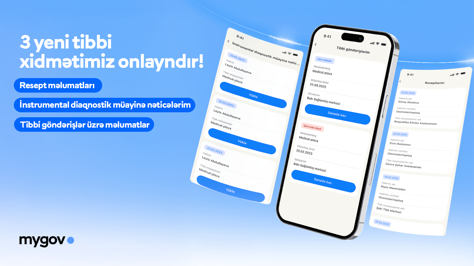 Daha üç tibbi məlumat “mygov” platformasına inteqrasiya olunub