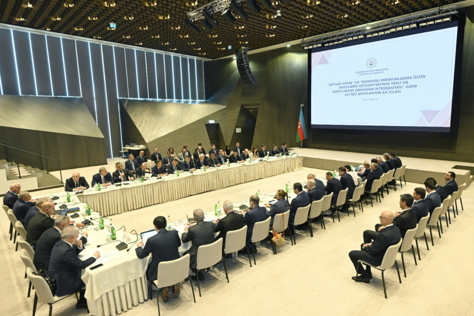 İqtisadi artım və dayanıqlı məskunlaşmaya dair alt işçi qrupların ilk iclası keçirilib (FOTO)