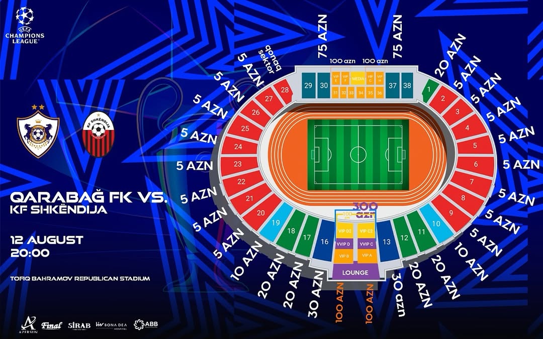 “Qarabağ” – “Şkendiya” oyununun biletləri satışa çıxarılır