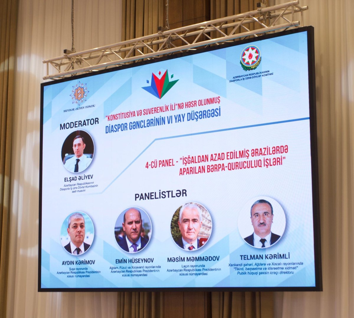Diaspor Gənclərinin VI Yay Düşərgəsində “İşğaldan azad edilmiş ərazilərdə aparılan bərpa quruculuq işləri” mövzusunda panel təşkil olunub (FOTO)