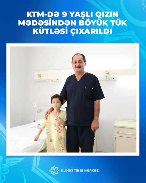 Azyaşlının mədəsindən saç kütləsi çıxarıldı (FOTO)