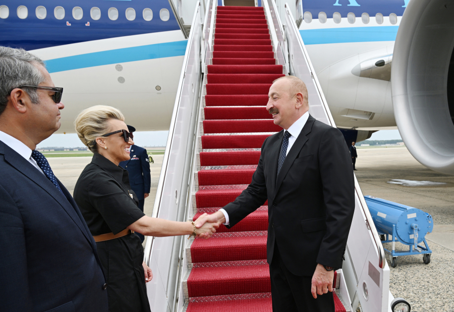 Prezident İlham Əliyev ABŞ-a işgüzar səfərə gəlib (FOTO/VİDEO)