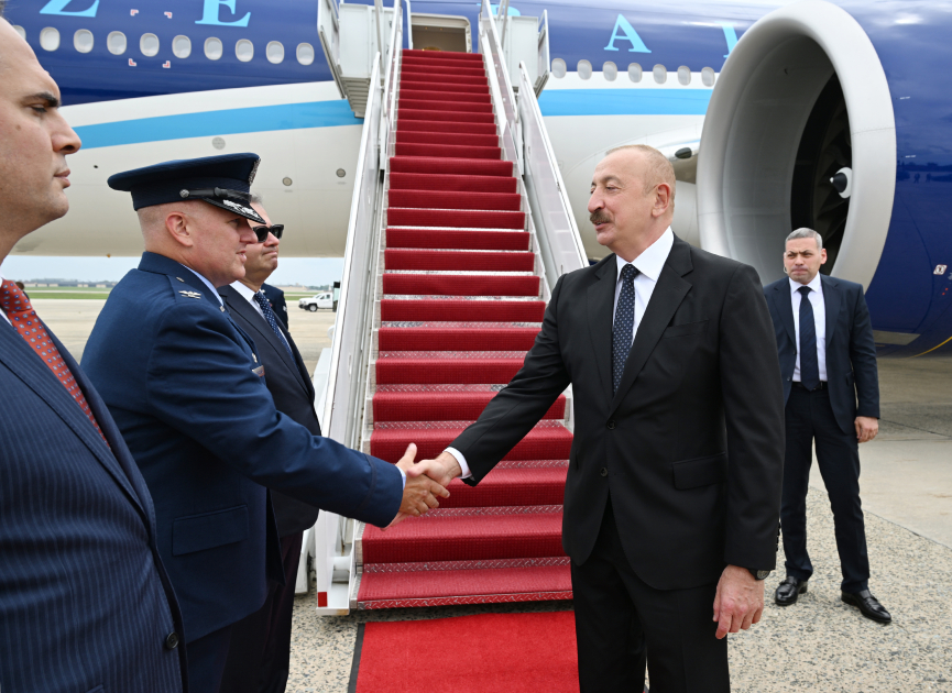 Prezident İlham Əliyev ABŞ-a işgüzar səfərə gəlib (FOTO/VİDEO)