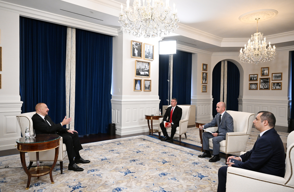Prezident İlham Əliyev Vaşinqtonda Azərbaycanın media nümayəndələrinə müsahibə verib (FOTO/VİDEO)