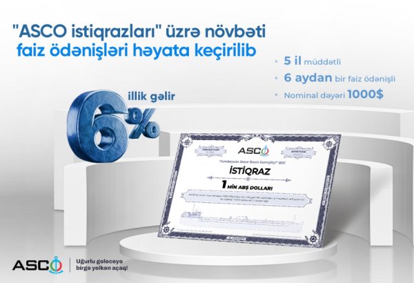"ASCO istiqrazları" üzrə növbəti faiz ödənişləri həyata keçirilib
