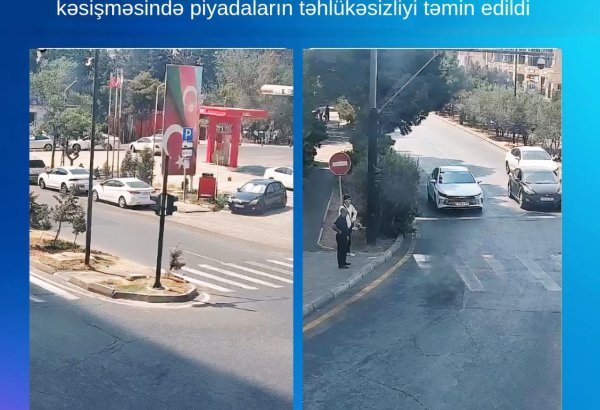 “Elmlər Akademiyası” metro stansiyasının qarşısında svetoforlara piyada bölmələri quraşdırılıb