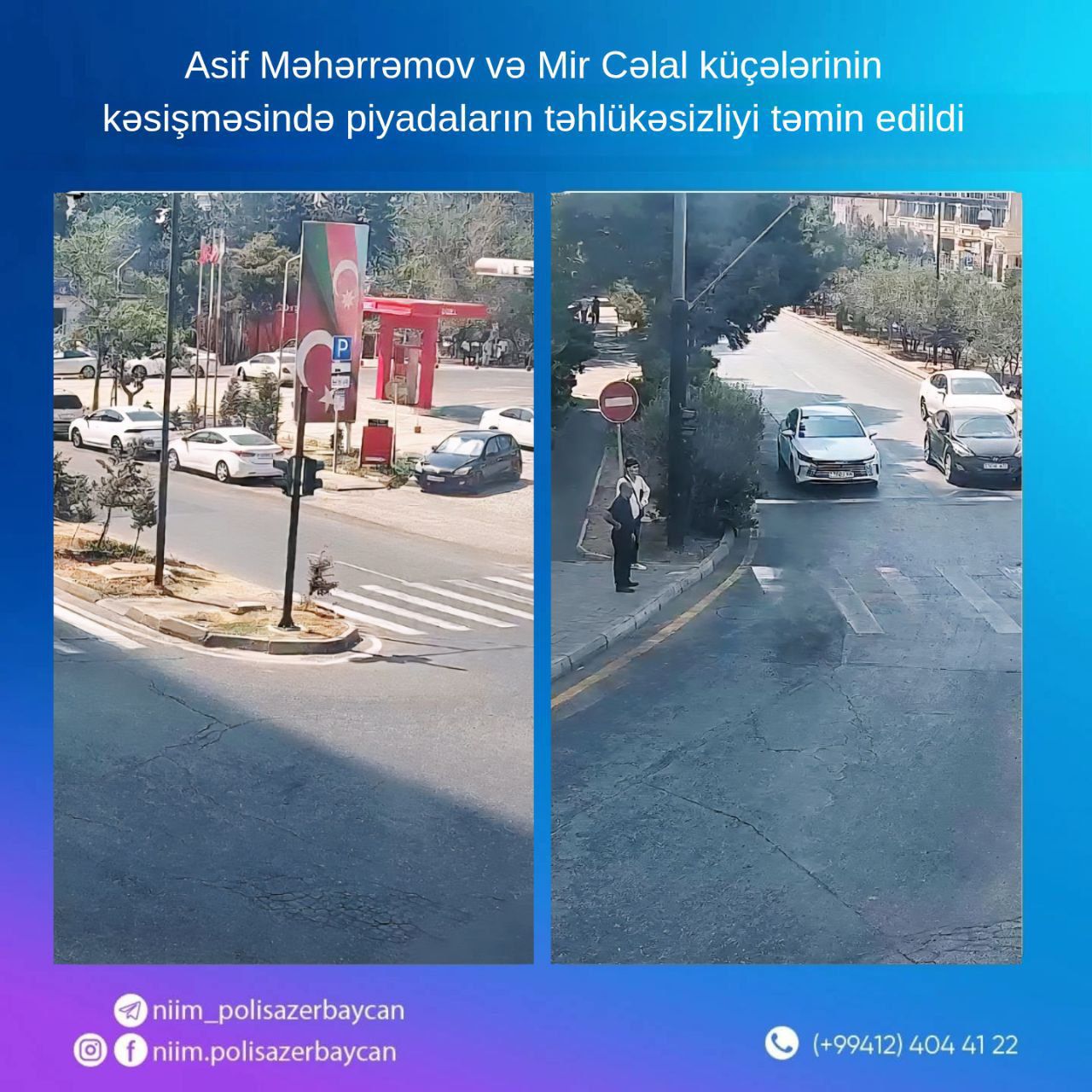 “Elmlər Akademiyası” metro stansiyasının qarşısında svetoforlara piyada bölmələri quraşdırılıb