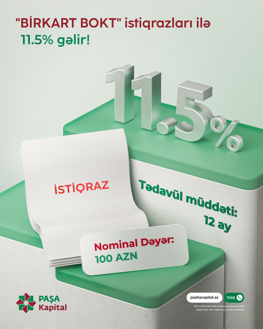 PAŞA Kapital ilə 11.5%-lik illik gəlirli BirKart BOKT istiqrazlarına investisiya imkanı