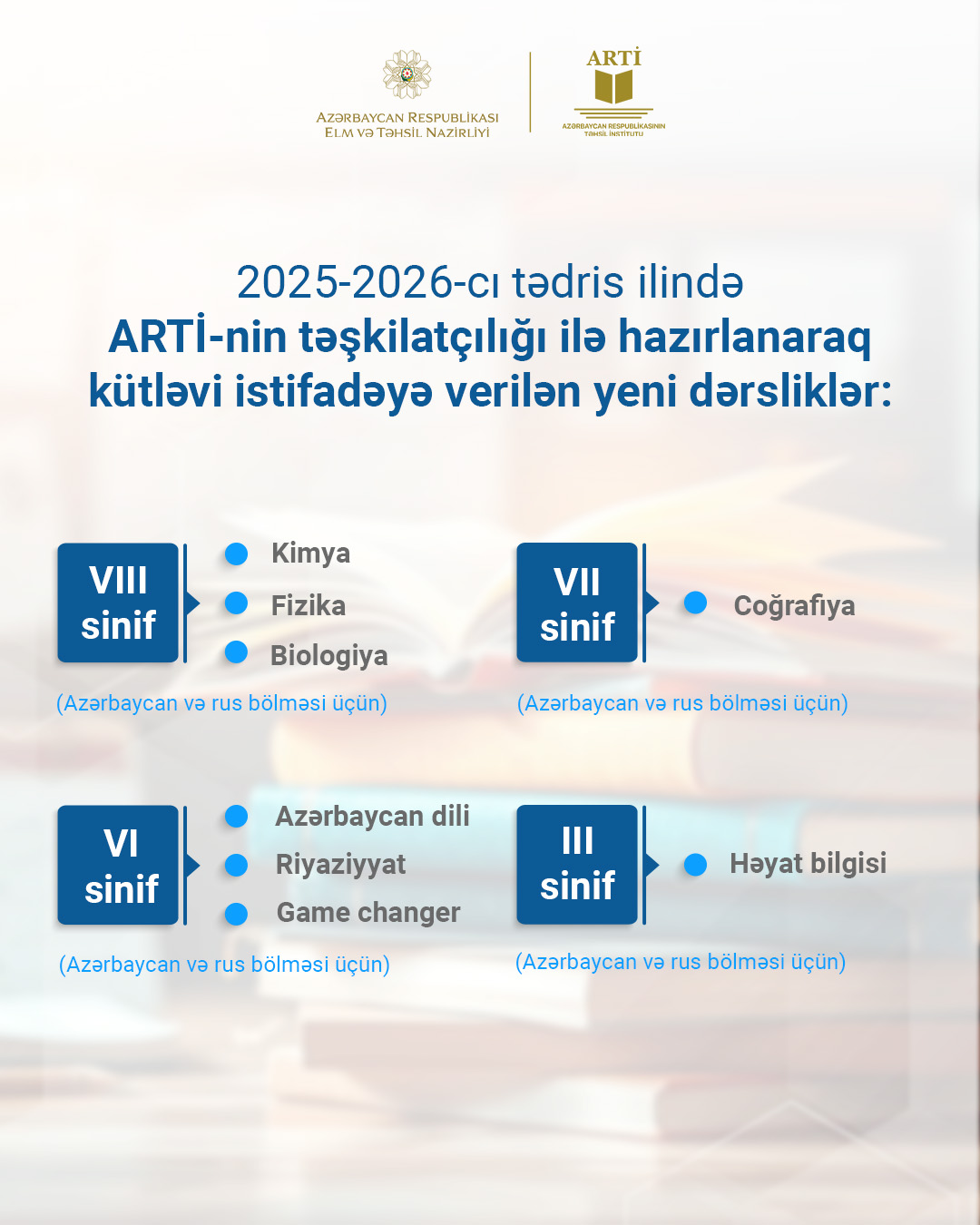 Bu tədris ilində yeni dərsliklər istifadəyə veriləcək (FOTO)