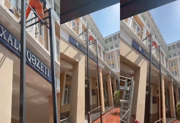 Bakıda memarlıq abidəsində icazəsiz quraşdırılan metal konstruksiyalar sökülür (VİDEO)