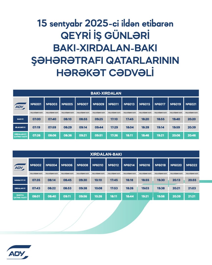 Abşeron dairəvi dəmir yolu üzrə qatarların yeni hərəkət cədvəli açıqlandı (FOTO)