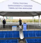 Prezident İlham Əliyev Füzuli rayonunun yeni salınacaq Qaraxanbəyli kəndinin təməlini qoyub (FOTO)