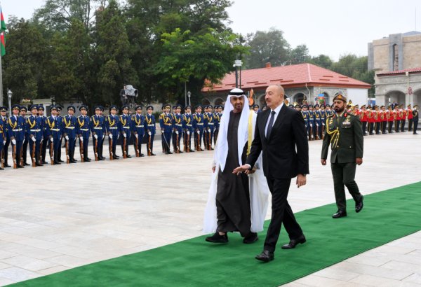 Birləşmiş Ərəb Əmirliklərinin Prezidentinin Şuşada rəsmi qarşılanma mərasimi olub (FOTO/VİDEO)