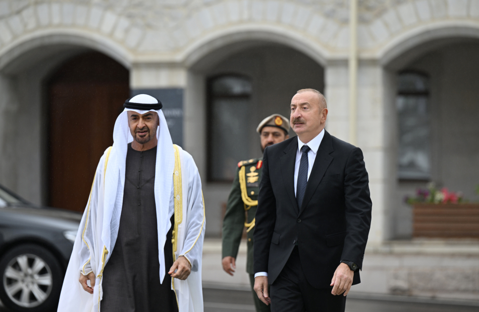 Birləşmiş Ərəb Əmirliklərinin Prezidentinin Şuşada rəsmi qarşılanma mərasimi olub (FOTO)