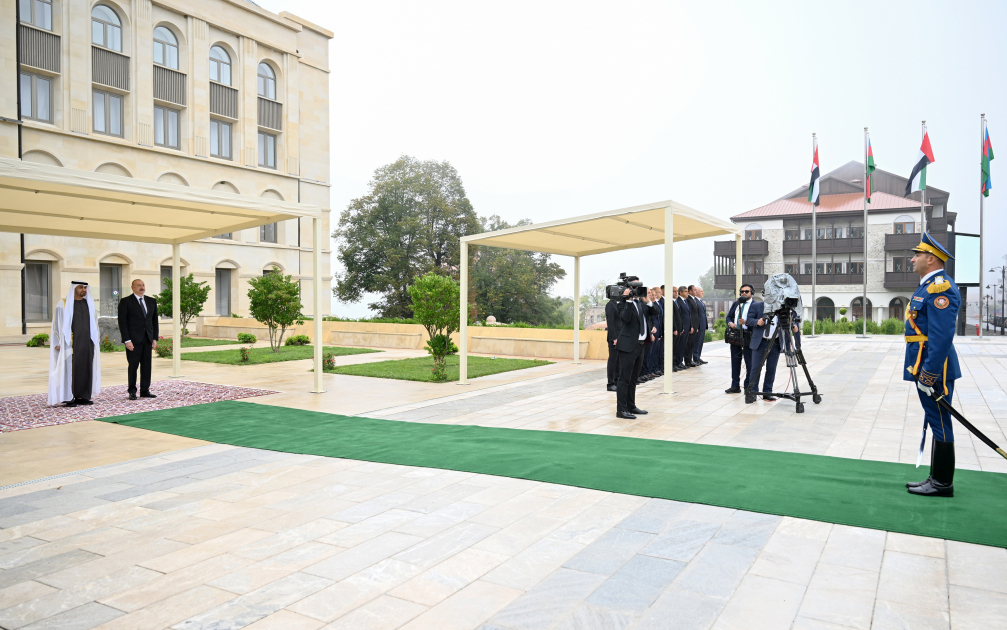 Birləşmiş Ərəb Əmirliklərinin Prezidentinin Şuşada rəsmi qarşılanma mərasimi olub (FOTO)