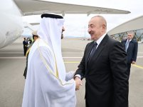 Birləşmiş Ərəb Əmirliklərinin Prezidenti Azərbaycana rəsmi səfərə gəlib (FOTO)