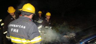 Ağdamda minik avtomobili yanıb (FOTO)