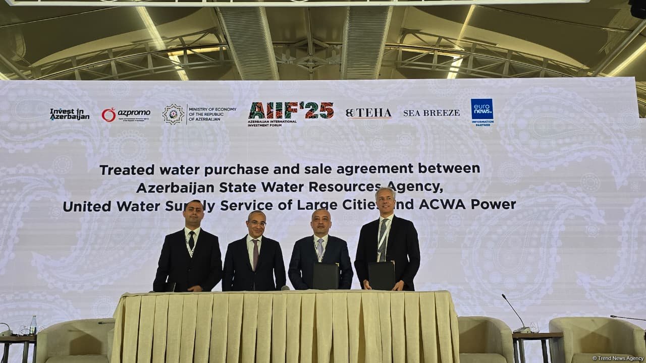 Azərbaycan və "ACWA Power" arasında Xəzər Dənizi Su Duzsuzlaşdırma Zavodunun inşası üzrə tərəfdaşlıq sazişi imzalanıb (FOTO)