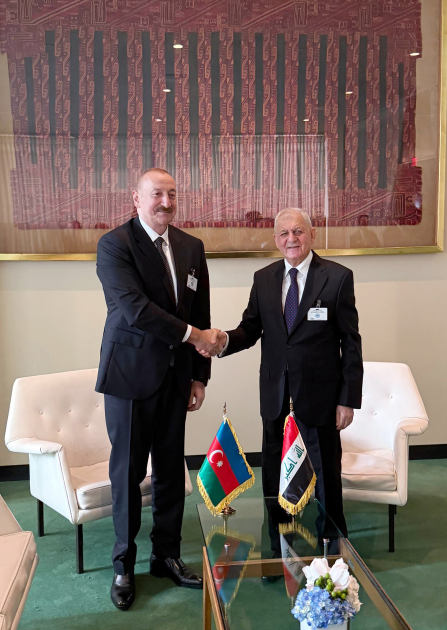 Azərbaycan Prezidenti İlham Əliyev BMT-nin Nyu-Yorkdakı mənzil-qərargahında İraq Prezidenti ilə görüşüb (FOTO)