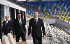 Prezident İlham Əliyev Gəncə şəhər stadionunun açılışında iştirak edib (FOTO)