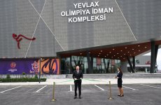 Prezident İlham Əliyev Yevlax Olimpiya İdman Kompleksinin açılışında iştirak edib (FOTO)