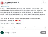 Türkiyə XİN 27 sentyabr Anım Günü ilə bağlı paylaşım edib (FOTO)