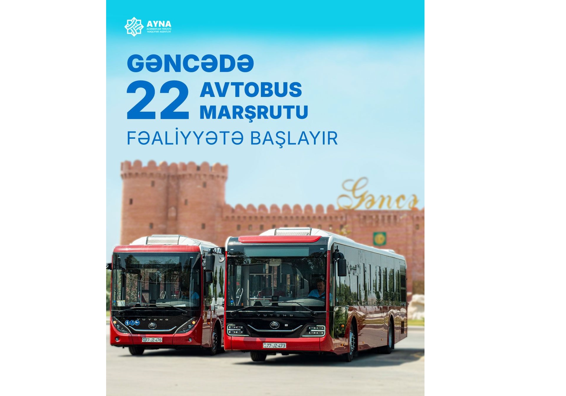 Gəncədə 22 avtobus marşrutu fəaliyyətə başlayır