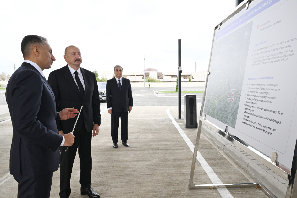 Prezident İlham Əliyev “BakuBus” MMC-nin Gəncə Avtoparkının açılışında iştirak edib (FOTO)