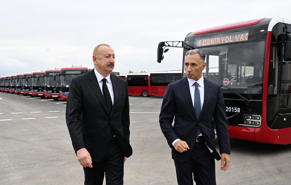 Prezident İlham Əliyev “BakuBus” MMC-nin Gəncə Avtoparkının açılışında iştirak edib (FOTO)