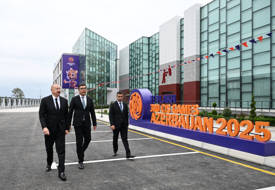 Prezident İlham Əliyev Yevlax Olimpiya İdman Kompleksinin açılışında iştirak edib (FOTO)